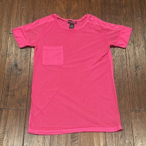 Say What? Tops - Vibrant Pink See Through T-Shirt